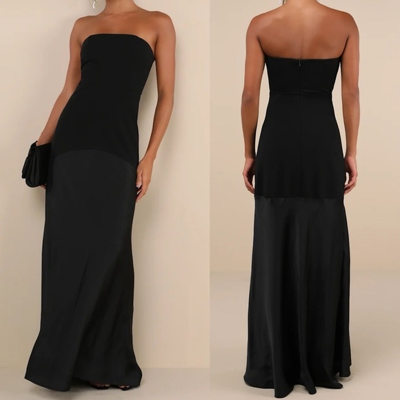 Lulus Dresses & Skirts - NWOT Compelling Style Black Strapless A-Line Maxi Dress